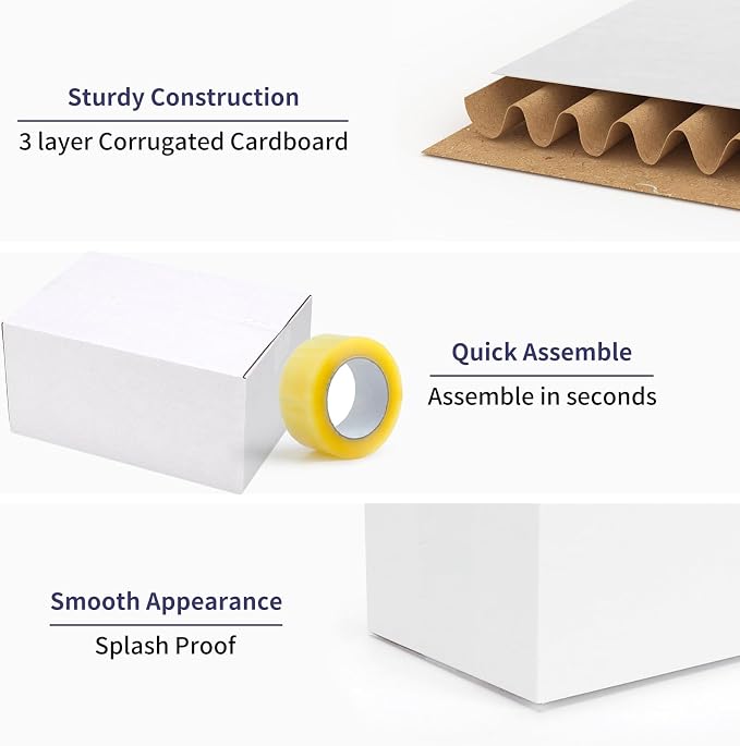 Small Shipping Boxes 6x4x4 Set of 6 | White Corrugated Cardboard, Box for Packaging Small Business Mailing Moving Gifts Wrap, Easy Assemble