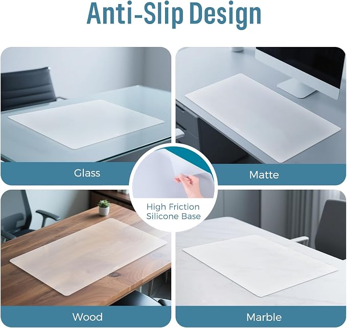 loukin Dry Erase Silicone Desk Mat, 23.6"x13.8" Desk Pad with Planner | Write & Erase Surface, Non-Slip, Waterproof Table Protector, Heat Resistant, Food-Grade Silicone, All-In-One Set