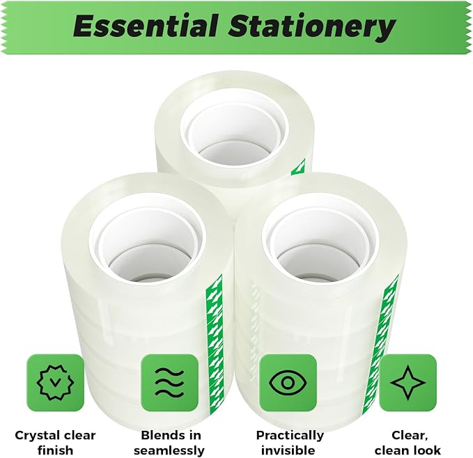 SWRT Tape, 48 Rolls Clear Tape Refills for Dispenser, Transparent Tape, 3/4 in x 800 in Tape Rolls, Strong Adhesive Tape for Gift Wrapping, Home, School & Office Tape (Pack of 2)