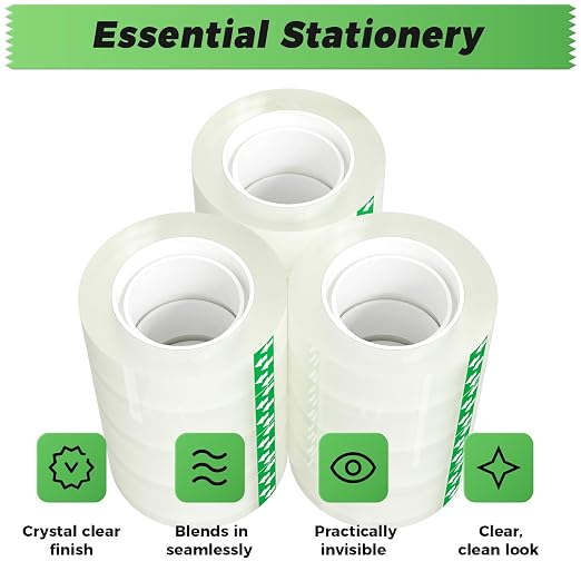SWRT Tape, 24 Rolls Clear Tape Refills for Dispenser, Transparent Tape, 3/4 in x 800 in Tape Rolls, Strong Adhesive Tape for Gift Wrapping, Home, School & Office Tape