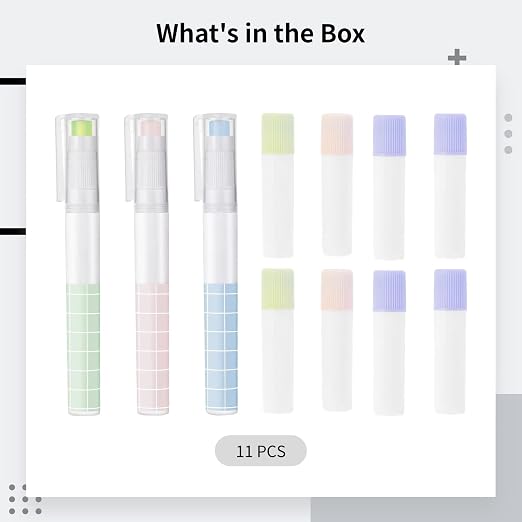 Glue Stick Refills for Pen-Style Adhesive, 11 Packs Replacement Cartridges, Grid Pattern Design, Pastel Colors, Compatible with Standard Pen-Style Glue Applicators