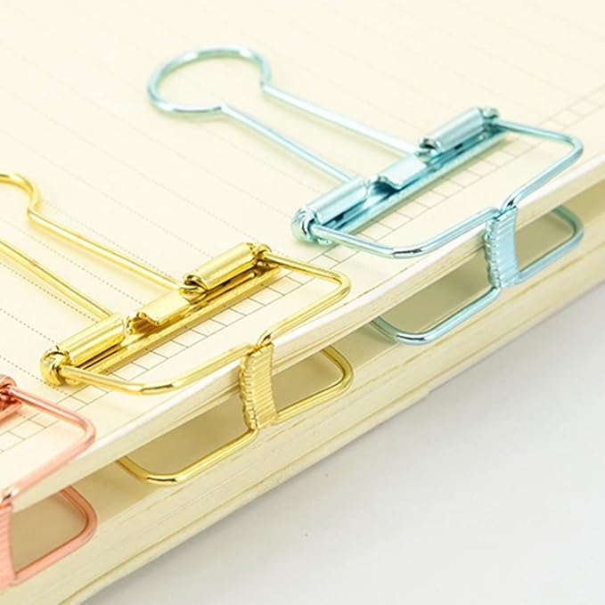 Hollow Out Paper Binder Clip Invoice Bill Clip Office Supplies Pack of 10 (M, Bronze)
