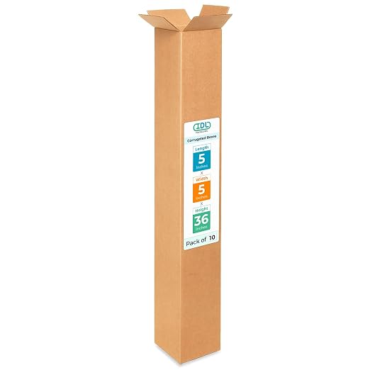 Tall Moving & Shipping Boxes 5x5x36 inches (10-Pack) - Extra Strength 200 lb vs Regular - Corrugated Cardboard Boxes for USPS/UPS/FEDEX - Strong Packaging Box - Moving Box by IDL Packaging | Extra Strength 200 lb vs Regular - Corrugated Cardboard Boxes...