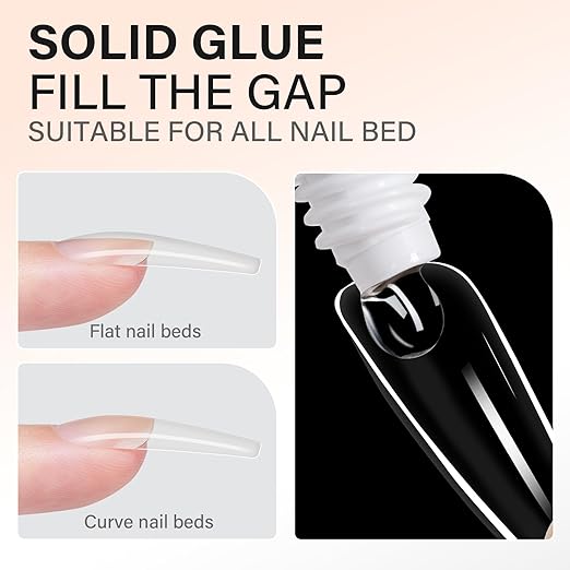 AILLSA Solid Gel Nail Glue for Nail Tips Strong Nail Glue for Press Ons Professional Fake Acrylic Soft Nails Glue U V Lamp Curing Needed - Long Lasting 15g / 0.5fl.oz