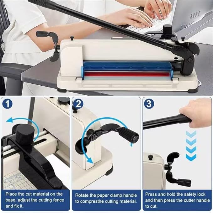 12 Inch Heavy Duty Paper Cutter,Guillotine Paper Cutter Heavy Duty for A4 Paper, 400 Sheet Capacity,White Paper Cutter Heavy Duty for Office Home School