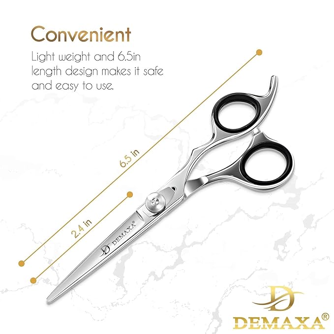 6.5" Premium Hair Scissors Professionally Sharp Barber Shears - High Carbon Steel Hair Cutting Scissors with Smooth Sharp Edge Blades - Hair Trimming Shears for women Salon & Personal Use