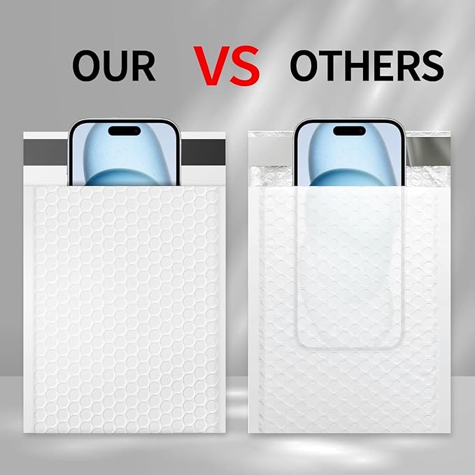 Bubble Mailers 4x8" 100 Pack White Padded Envelopes Waterproof Usable Size 4x7 Self-Seal Padded Mailing Envelopes Bubble Opaque Padded Mailer for Small Businesses