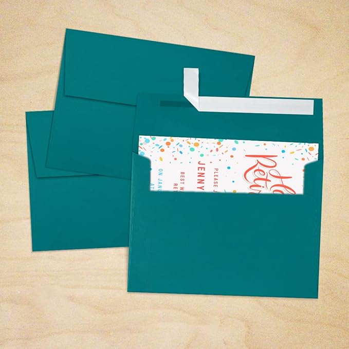 LUXPaper A7 Invitation Envelopes | Peel & Press | 5 1/4" x 7 1/4" | Teal | 80lb. Text | 50 Qty