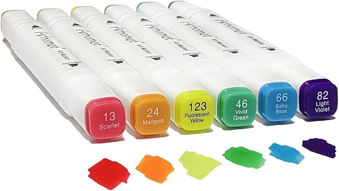 Arhomet 6pcs Multicolor Alcohol Markers Under 6 dallors, Dual Tips Art Markers Drawing Sketched Double Tipped for Beginners Adults