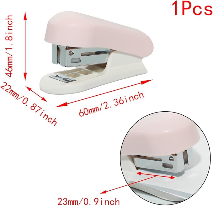 Lilaly 1 Pack Staplers for Desk Staplers, Blue Stapler, Miniature Stapler with Staples Staplers Office, Gift for Student or Office Use (Pink)