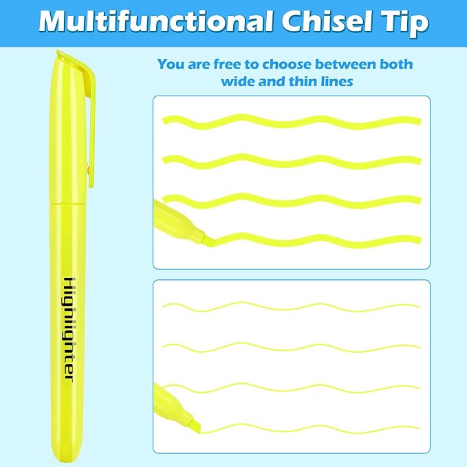 YEGEER Highlighters Bulk, Chisel Tip Dry-Quickly Highlighter Markers, 60 Count-Yellow Highlighters Pack for Adult Kids, Teachers Supplies for School, Classroom Must Have