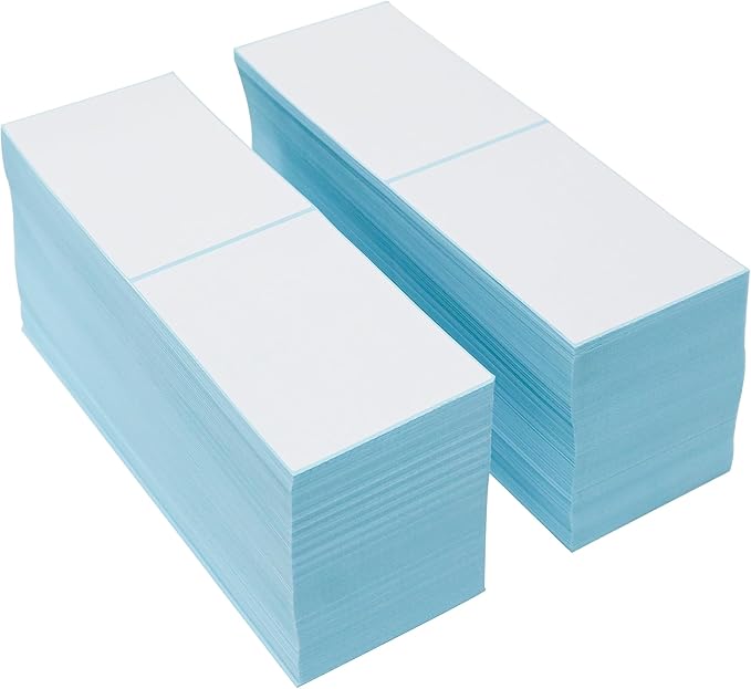 L LIKED 4000 Fanfold 4 x 6 Thermal Labels, with Perforated Line Shipping Labels, Permanent Adhesive, Compatible with Zebra & Rollo Printer, Commercial Grade