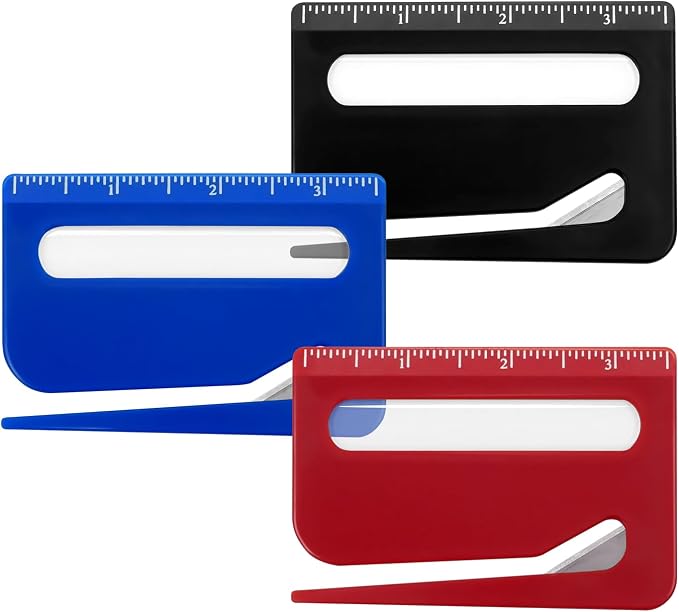 3 Pack Letter Opener Envelope Slitter, Credit Card Sized Mail Opener with Hidden Blade, Built in Ruler & Magnifier, Slim Envelope Cutter for Home Office Travel | Lightweight; safe; comes with a ruler and magnifying glass; smooth, comfortable surface; e...