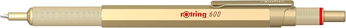 rOtring 600 Metallic Ballpoint Pen, Medium point, Black Ink, Gold Barrel, Refillable, 1 Count