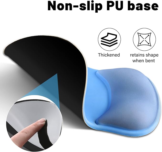 Ergonomic Mouse Pad with Wrist Rest - Gel Wrist Support Mousepad with Non-Slip PU Base for Computer, Laptop, Office & Home