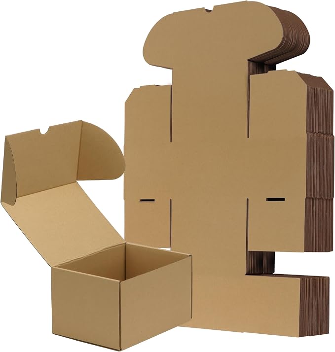 RLAVBL 7x5x4 Shipping Boxes Set of 25, Brown Corrugated Cardboard Box for Packing, Mailing, Business