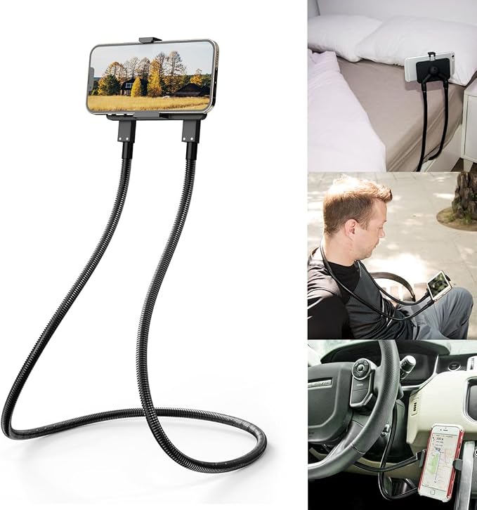 Cell Phone Holder, Universal Mobile Phone Stand, Lazy Bracket, DIY Flexible Mount Stand with Multiple Function (Black)