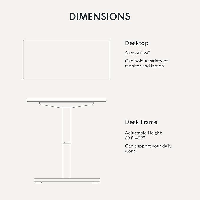FLEXISPOT 60"x24" One-Piece Electric Standing Desk, 1" Thick Seamless Desktop for Home Office, Study & Multi-Monitor Setup, Black Walnut