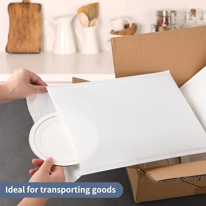 zmybcpack White Bubble Mailers 10.5x16 Inch, 30 Pcs | Large Poly Padded Envelopes, Self-Seal Bubble Mailer For Shipping Clothes & Packing