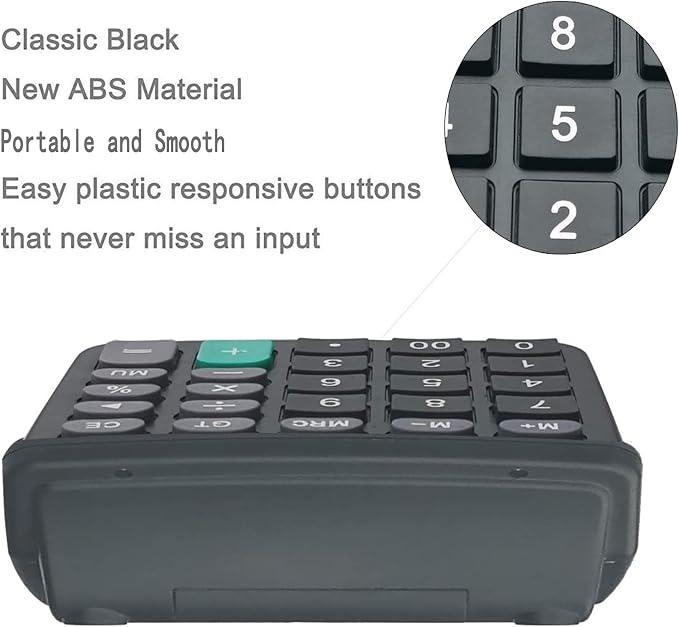 Calculators, BESTWYA Large Button Desk Calculator (Black, Pack of 6) | 12-Digit Dual Power Angled LCD Display Handheld Desktop Feature for Office, School, Home