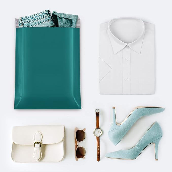 Fuxury Poly Mailers 12x15.5 Inch 100 Pcs, Waterproof Shipping Bags for Clothing, Strong Adhesive Shipping Envelopes for Small Business, Self Seal Mailers Poly Bags Mailing Envelopes Forest Green