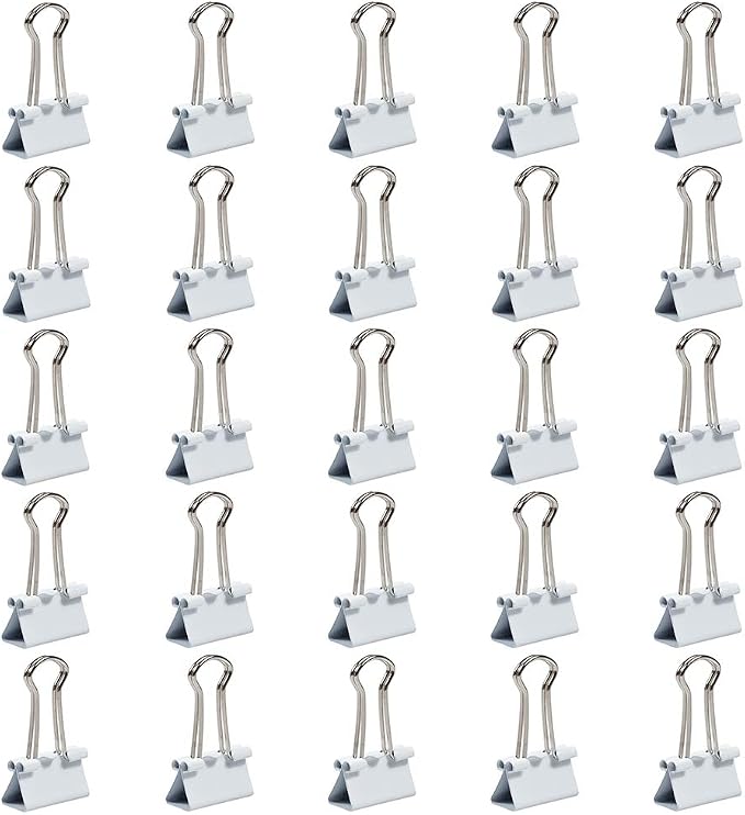 JAM PAPER Colorful Binder Clips - Small - 3/4 Inch (19 mm) - White Binderclips - 25/Pack