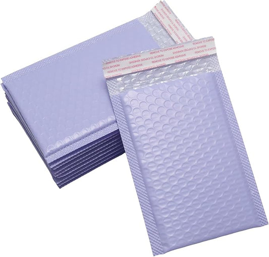 5x7 Inch Self Seal Adhesive Poly Bubble Mailers 10 Pcs Light Purple Waterproof Shipping Bags for Mailing Packaging