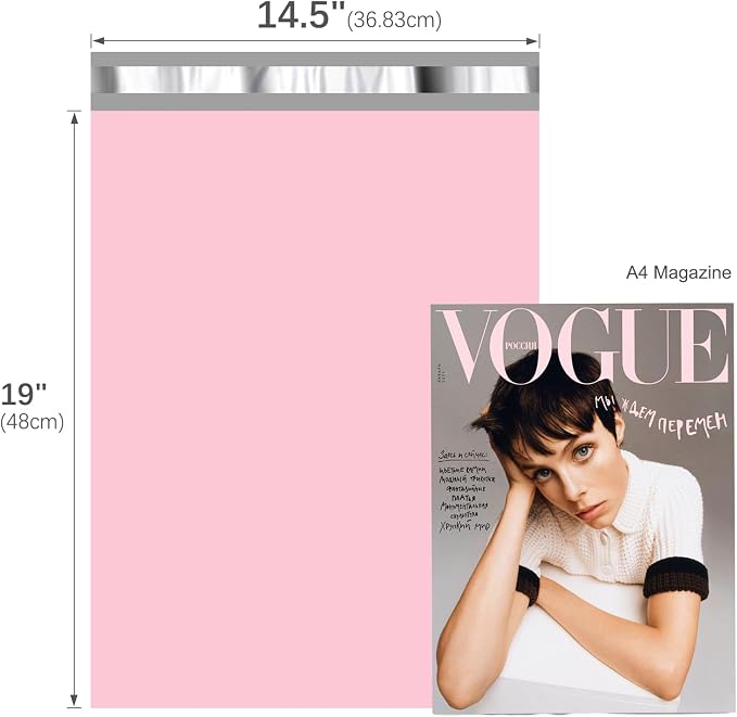 Fuxury 500 Pcs Poly Mailers 14.5x19", Bulk Shipping Bags for Clothing Pink | Strong Adhesive Shipping Envelopes for Small Business Suppliers,Waterproof Mailers Poly Bags Mailing Envelopes
