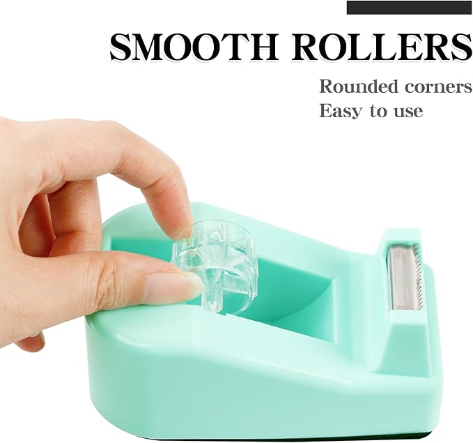 Desktop Tape Dispenser with Nonskid Base,Includes 12Rolls of Tape | [Green] [Transparent Tape (0.71” x 1000” Per Roll)] [Heavy-Duty Non-Slip Office Tape Dispenser for Home, Office]