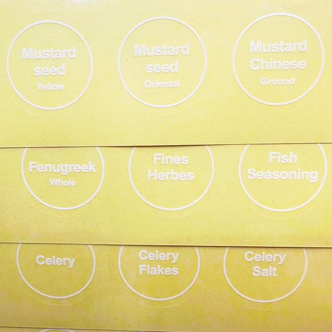 Spice Labels, 432Pcs Spice Labels Stickers 1.4in Waterproof Adhesive Round Preprinted Spice with Blank Label Tear Resistant Sticker for Kitchen Jars Caps Food Containers Organizers (Transparent)