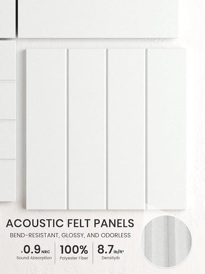 Bumusty 36" x 24" Large Cork Board Alternative, Cold White | 6-Pack Felt Bulletin Board Tiles, 60 Adhesive Tabs, 30 Pushpins, Home, Office, Classroom, Vision Board