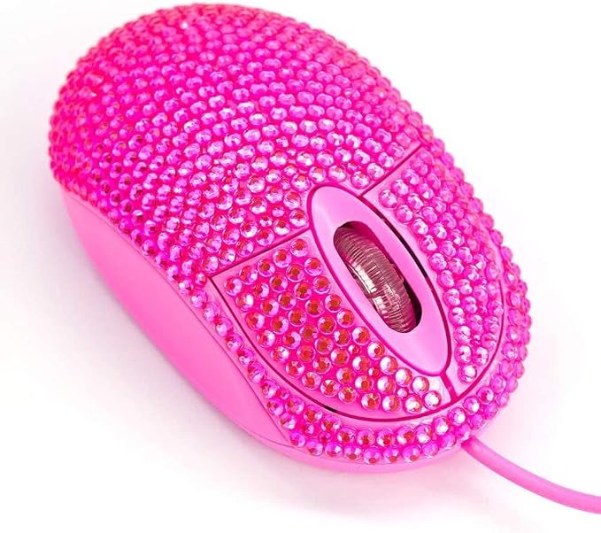 SOON GO Pink Mouse for Laptop Computer Mice with Crystal Bling Rhinestone Funny Personalized Gift for Kids and Teen Girl Birthday Kids Mouse fit for 6 7 8 9 10 Yr Old Girl