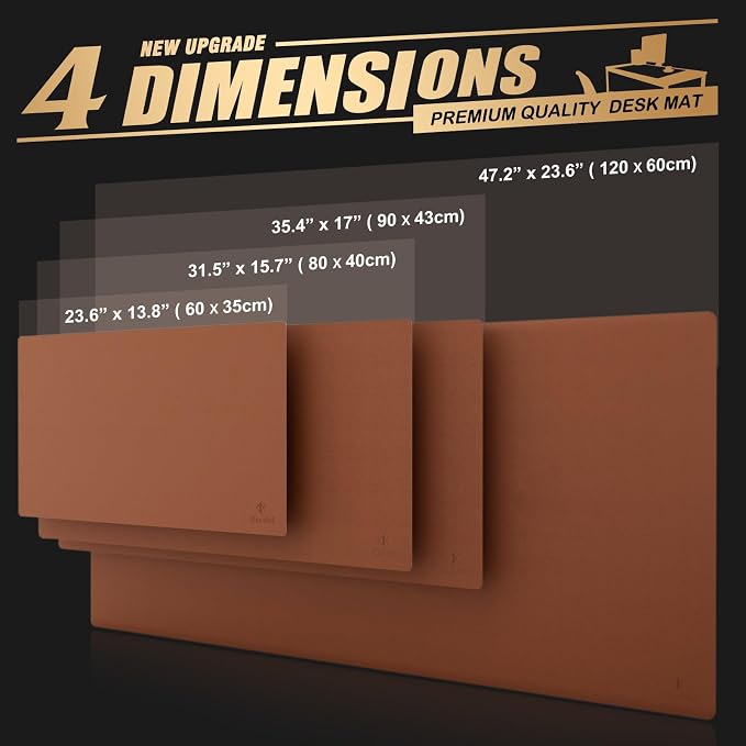 K KNODEL Extra Large Desk Mat, Leather Mouse Pad (35.4"x17", Brown) | Desk Pad, Keyboard Pad, Computer and Laptop Mat, Desktop Protector and Cover, Writing Pad and Blotter for Home Office