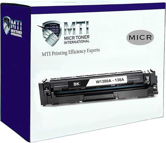 MTI 138A MICR Toner Compatible Replacement for HP W1380A Magnetic Check Printing Ink Cartridge for Laser Jet Pro 3001dw 3001dn MFP 3101fdw 3101fdn with Limited Function Chip | 138X W1380X