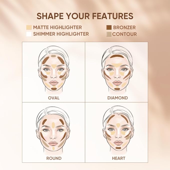JUDYDOLL Contour Palette Highlighter Makeup Bronzer Powder (06 Sun Tan) | Multi-Use Highlight & Contour Makeup Palette, Travel Size Cool Toned Contour, Long Lasting Face Makeup, Natural Matte Finish
