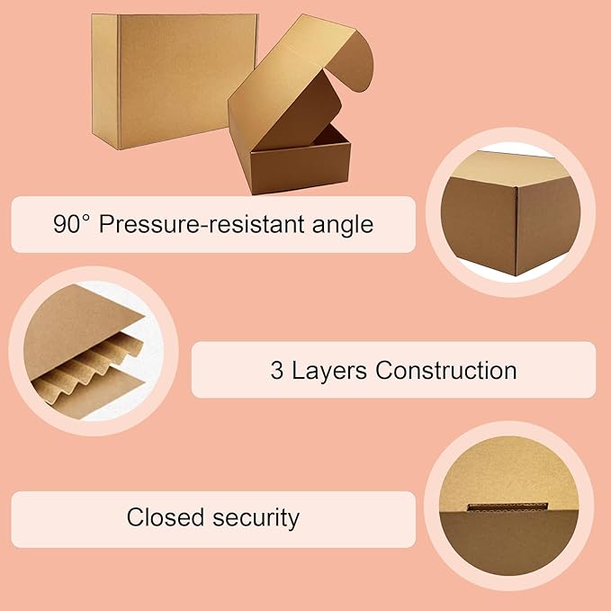13 x 9 x 4 inch Shipping Boxes Set of 20， Brown Corrugated Cardboard Box Mailer Boxes for Packaging Small Business Shipping，Mailing Boxes Bulk for Birthday Wedding Party Book Literature Gift Giving