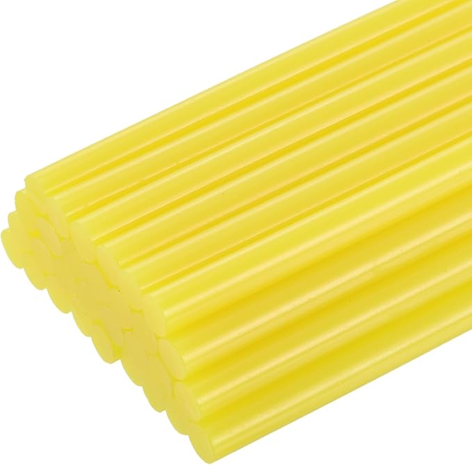 uxcell 7mmx100mm Mini Hot Glue Gun Sticks 4"x0.27" High Sticky Yellow | High Sticky,Small,Hot Glue Sticks for Glue Gun