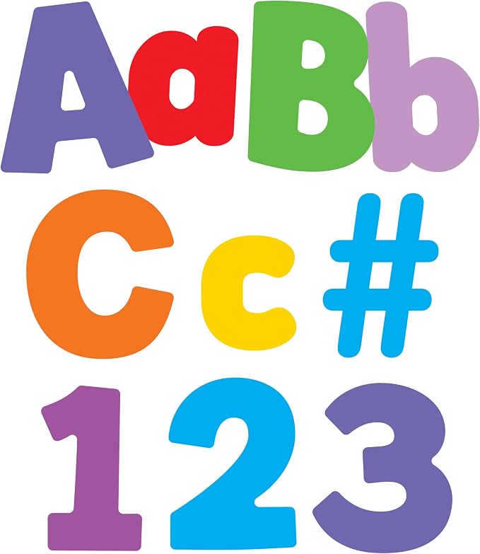 Carson Dellosa 219-Piece 4 Inch Colorful Cutout Letters for Bulletin Boards, Numbers, Punctuation & Symbols, Bright and Colorful Bulletin Board Letters, Colorful Classroom Letters for Bulletin Board | Upper and Lowercase Alphabet, Numbers, Punctuation,...