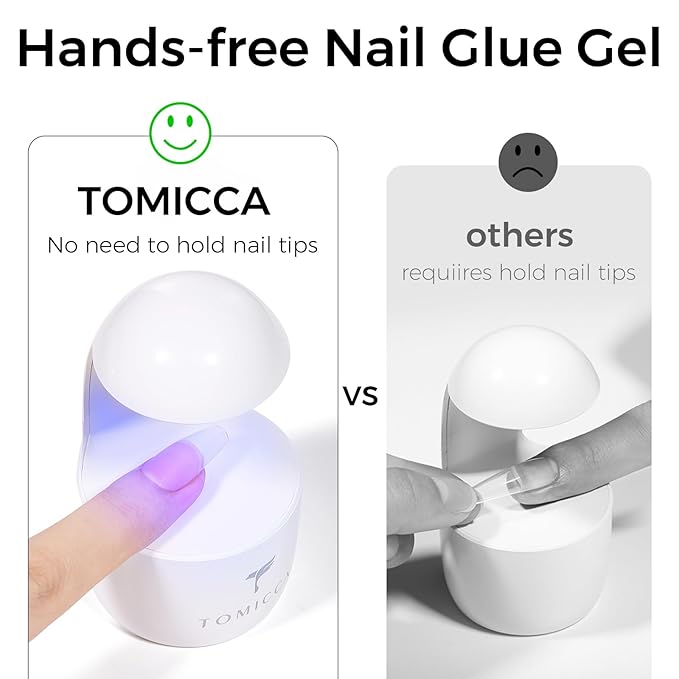 TOMICCA 4 In 1 Gel Nail Glue 30g UV Nail Glue for Press ons Semi Solid Nail Gel Glue Strong Nail Glue on Nails Tips for Fake Acrylic Nails Extension - UV Light Required