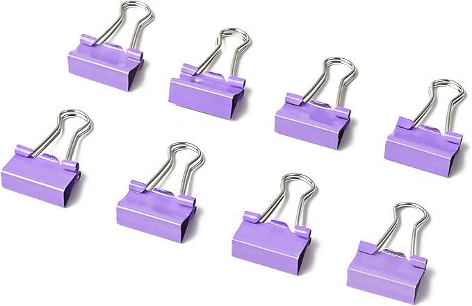 50 Pack Medium Purple Binder Clips 1 Inch (25 mm), Colored Paper Clamps, Middle Size Paper Clips for Office Home School Business 1"