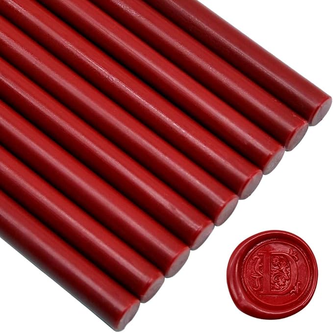 Matte Dark Red Glue Gun Sealing Wax Sticks Wax Seal Rod, 12 Sticks | 0.4-inch diameter, For Sealing Wine Bottle, Thanks Card, Envelope, Event Party Invitation, Gift Wrapping, Hallowen Decors