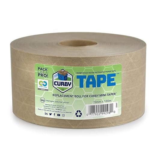 IPG Curby Water Activated Tape, 2.83" x 100M Refill Roll