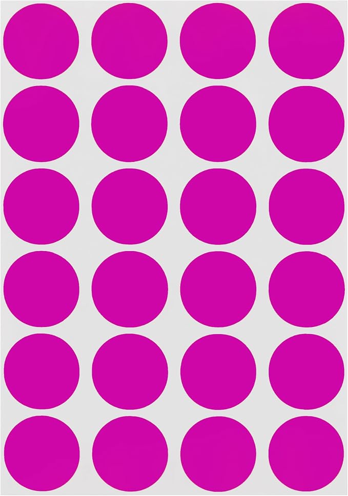 Fluorescent Purple Dot Stickers, 3/4 Inch, 1008/Pack | Matte Paper Circle Labels for Offices, Retail, Classrooms, and Warehouses. Made in USA