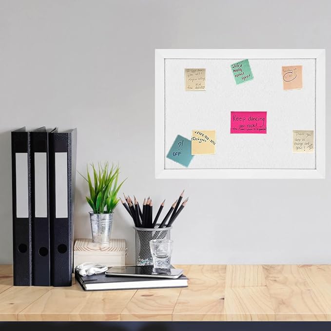 TORASO Cork Board Bulletin Board, Cork Boards for Walls with Pins, Eye Bolts, gaskets, Screws, Pin Board for Office, School and Home (White, 11“x14.5” - 1p)