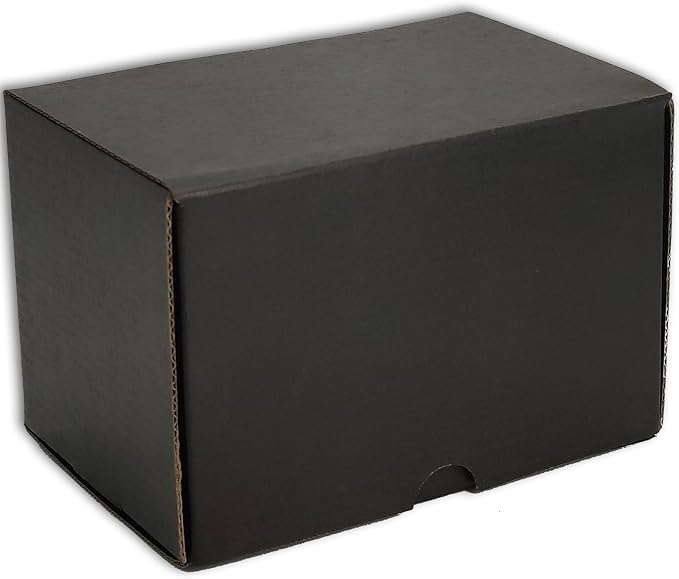 6x4x4 Shipping Boxes Set of 25, Black Mailer Corrugated Cardboard Box | for Packaging, Literature, Packing, Mailing, Storage, Small Business, Moving, Gift, Supplies, Quick Fold, Tab Locking