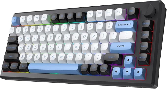 Redragon K739 Wireless Mechanical Keyboard, QMK/VIA Programmable, Anodized Aluminum Alloy, MDA Keycaps Gasket RGB Gaming Keyboard with Pre-Lubed Switches, 75% Tri-Mode Hot Swappable for PC Mac