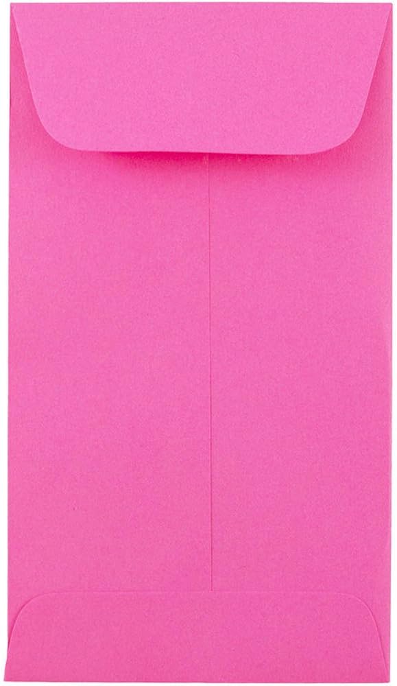 JAM PAPER #5.5 Coin Colored Business Envelopes - 3 1/8 x 5 1/2 - Ultra Fuchsia Hot Pink - 50/Pack
