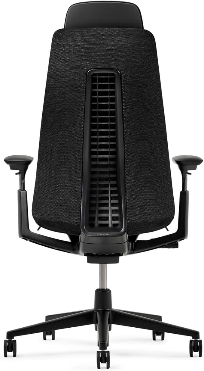 Haworth Fern Executive Office Chair Without Lumbar Support, Adjustable Desk Computer Chair with Digital Knit Finish and Adjustable Headrest for Home Office Furniture, Charcoal Black