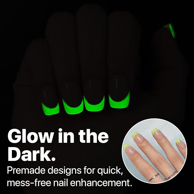 SXC Cosmetics X-Pro Tips French Tip Press On Nails - Bright Pastel Glow in the Dark Series (GLOW113-XS Square)