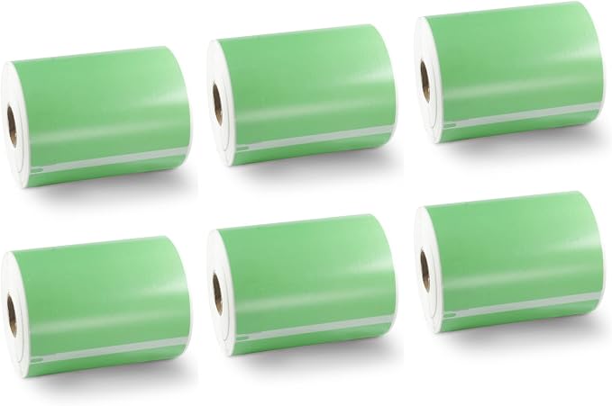 BETCKEY Colored Labels Compatible with Dymo 1744907 (4" x 6") Extra Large Shipping Labels, Compatible for Dymo LabelWriter Thermal 4XL & Zebra Desktop Printers [6 Rolls, Green]